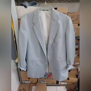 Classic Light Blue Striped Blazer